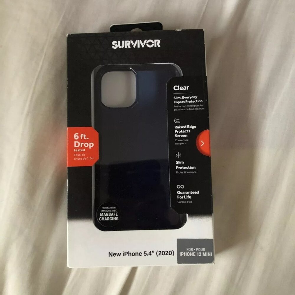 Survivor Strong for iPhone 12 Mini 5.4” New Sealed Clear Phone Case Navy Blue